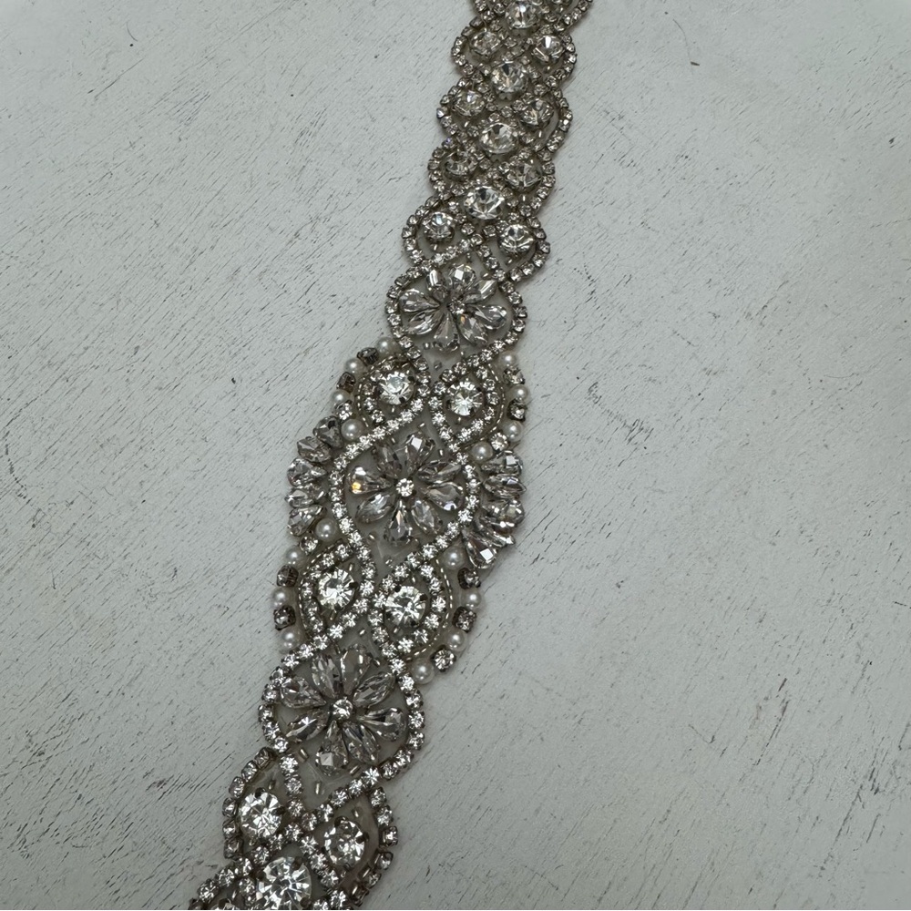 Rhinestone Wedding Belt Costume Sash Applique Bling Bead Crystal Headband Motif - Picture 8 of 15